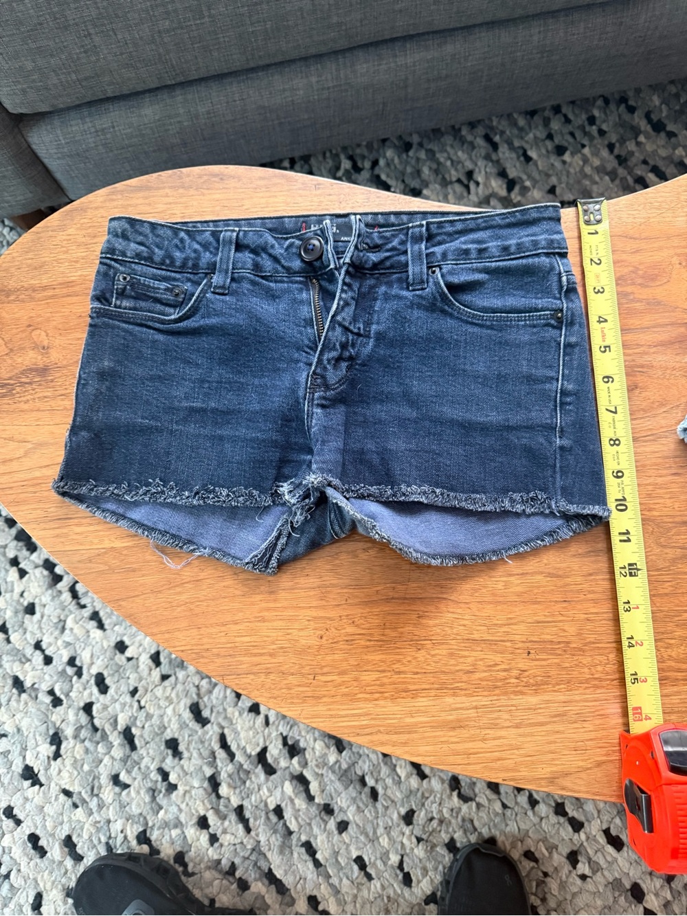 BDG Dark Indigo Frayed Hem Jean Shorts